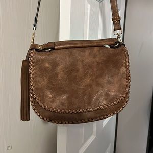 Moda Luxe brown leather crossbody purse